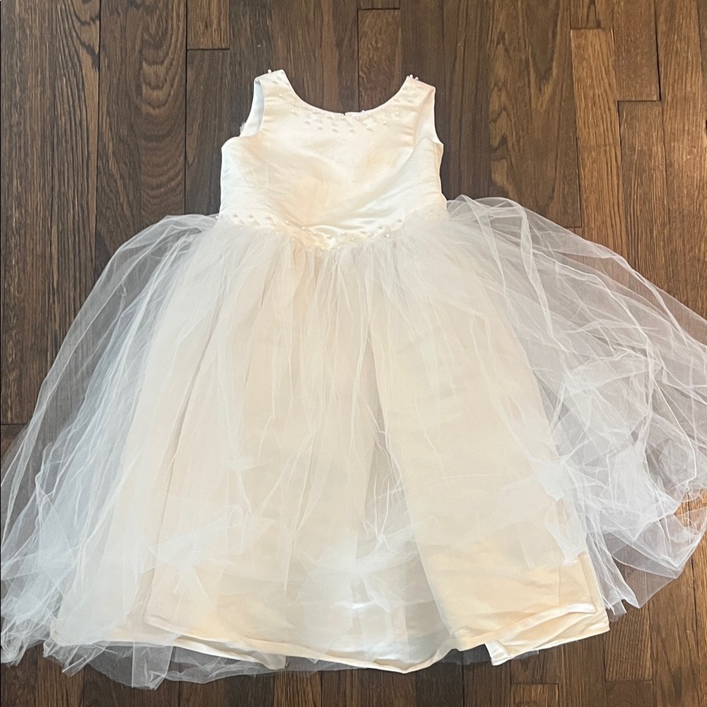 Elegant White Tulle -  flower girls DRESS